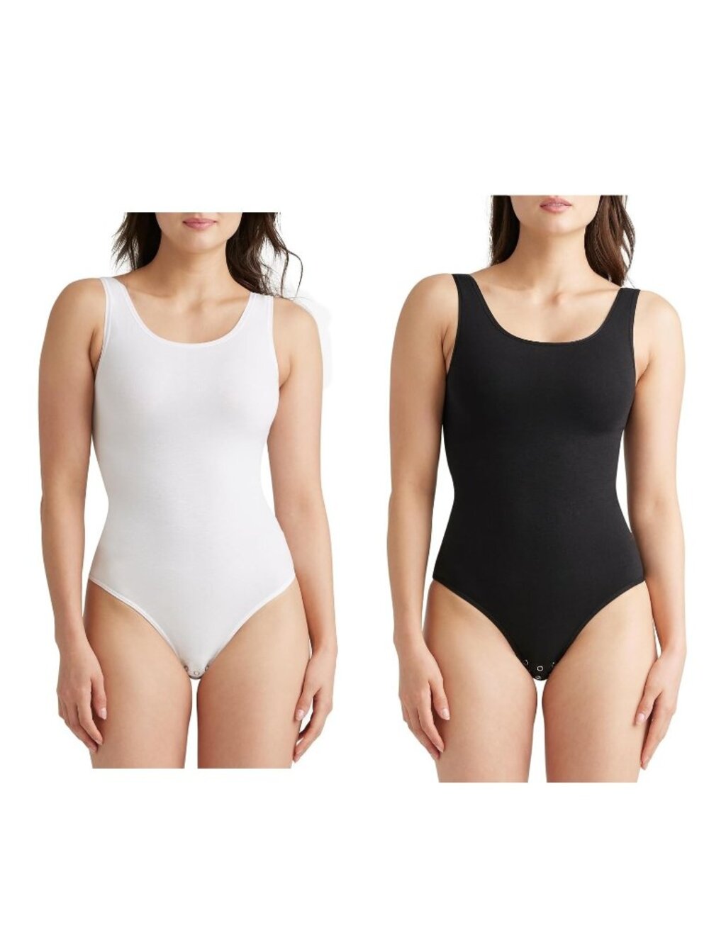 NWT Yummie Women's 2-PACK Ivy Seamless Thong Back Shaping White Bodysuit  L/XL